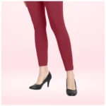Women's Maroon Ankle Leggings - Angle 3