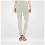 White Cotton Churidar Leggings - Angle 4