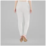 White Cotton Churidar Leggings - Angle 4