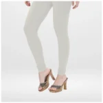 White Cotton Churidar Leggings - Angle 3