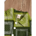 Generic Boy's Twill Cotton Printed Short Sleeve Shirt And Shorts Set (Green) - Image 4
