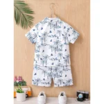 Generic Boy's Twill Cotton Printed Short Sleeve Shirt And Shorts Set (Blue) - Image 5