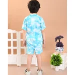 Generic Boy's Twill Cotton Printed Short Sleeve Shirt And Shorts Set (Sky Blue) - Image 4