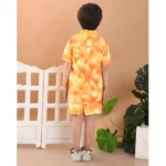 Generic Boy's Twill Cotton Printed Short Sleeve Shirt And Shorts Set (Orange) - Image 4