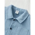 Generic Boy's Popcorn Solid Short Sleeve Shirt And Shorts Set (Sky) - Image 4