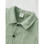 Generic Boy's Popcorn Solid Short Sleeve Shirt And Shorts Set (Pista) - Image 4