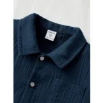 Generic Boy's Popcorn Solid Short Sleeve Shirt And Shorts Set (Navy) - Image 4