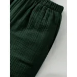 Generic Boy's Popcorn Solid Short Sleeve Shirt And Shorts Set (Green) - Image 3