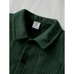 Generic Boy's Popcorn Solid Short Sleeve Shirt And Shorts Set (Green) - Image 4