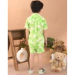 Generic Boy's Twill Cotton Printed Short Sleeve Shirt And Shorts Set (Bottle Green) - Image 4