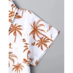 Generic Boy's Twill Cotton Printed Short Sleeve Shirt And Shorts Set (Brown) - Image 3