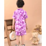 Generic Boy's Twill Cotton Printed Short Sleeve Shirt And Shorts Set (Pink) - Image 4