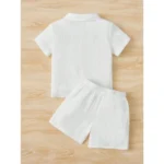 Boys White Shirt Shorts Set - Angle 5