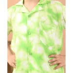 Generic Boy's Twill Cotton Printed Short Sleeve Shirt And Shorts Set (Bottle Green) - Image 3