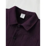 Generic Boy's Popcorn Solid Short Sleeve Shirt And Shorts Set (Wine) - Image 4