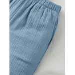 Generic Boy's Popcorn Solid Short Sleeve Shirt And Shorts Set (Sky) - Image 3