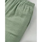 Generic Boy's Popcorn Solid Short Sleeve Shirt And Shorts Set (Pista) - Image 3