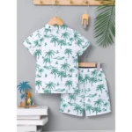 Generic Boy's Twill Cotton Printed Short Sleeve Shirt And Shorts Set (Sky) - Image 5