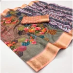 Multicolor Cotton Silk Printed Saree for Women with Unstitched Blouse