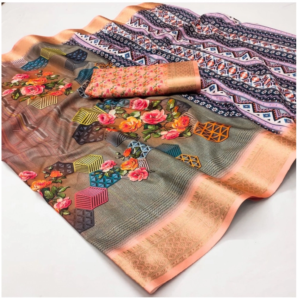 Multicolor Cotton Silk Printed Saree for Women