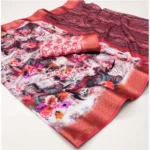 Multicolor Cotton Silk Printed Saree for Women with Unstitched Blouse