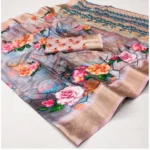 Multicolor Cotton Silk Printed Saree for Women with Unstitched Blouse