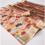 Multicolor Cotton Silk Printed Saree for Women with Unstitched Blouse