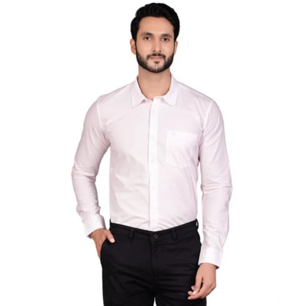 Generic Men's Casual Cotton Full Sleeve Solid Shirt (Pink)