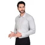Generic Men's Casual Cotton Full Sleeve Solid Shirt (Grey) - Image 4