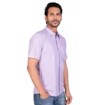 Generic Men's Casual Cotton Half Sleeve Solid Shirt (Purple) - Image 3