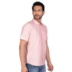Generic Men's Casual Cotton Half Sleeve Solid Shirt (Peach) - Image 3