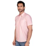 Generic Men's Casual Cotton Half Sleeve Solid Shirt (Peach) - Image 4