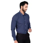 Generic Men's Casual Cotton Full Sleeve Solid Shirt (Navy) - Image 3