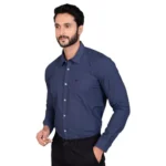 Generic Men's Casual Cotton Full Sleeve Solid Shirt (Navy) - Image 4