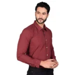 Generic Men's Casual Cotton Full Sleeve Solid Shirt (Maroon) - Image 4