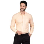 Generic Men's Casual Cotton Full Sleeve Solid Shirt (Peach)
