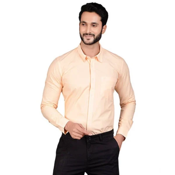 Generic Men's Casual Cotton Full Sleeve Solid Shirt (Peach)