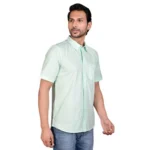 Generic Men's Casual Cotton Half Sleeve Solid Shirt (Sea Green) - Image 4