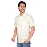 Generic Men's Casual Cotton Half Sleeve Solid Shirt (Lemon) - Image 4