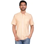 Generic Men's Casual Cotton Half Sleeve Solid Shirt (Peach)