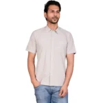 Generic Men's Casual Cotton Half Sleeve Solid Shirt (Grey) - Image 3