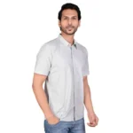 Generic Men's Casual Cotton Half Sleeve Solid Shirt (Grey) - Image 2