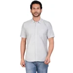 Grey Men's Casual Cotton Half Sleeve Shirt