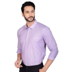 Generic Men's Casual Cotton Full Sleeve Solid Shirt (Purple) - Image 4