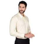Generic Men's Casual Cotton Full Sleeve Solid Shirt (Lemon) - Image 4