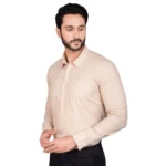Generic Men's Casual Cotton Full Sleeve Solid Shirt (Beige) - Image 4