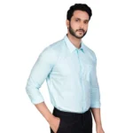 Generic Men's Casual Cotton Full Sleeve Solid Shirt (Turquoise) - Image 3