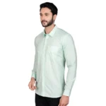 Generic Men's Casual Cotton Full Sleeve Solid Shirt (Sea Green) - Image 4
