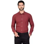 Generic Men's Casual Cotton Full Sleeve Solid Shirt (Maroon)