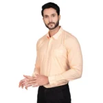 Generic Men's Casual Cotton Full Sleeve Solid Shirt (Peach) - Image 4
